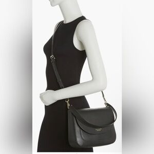 Kate Spade Leather Flap Crossbody Bag Black